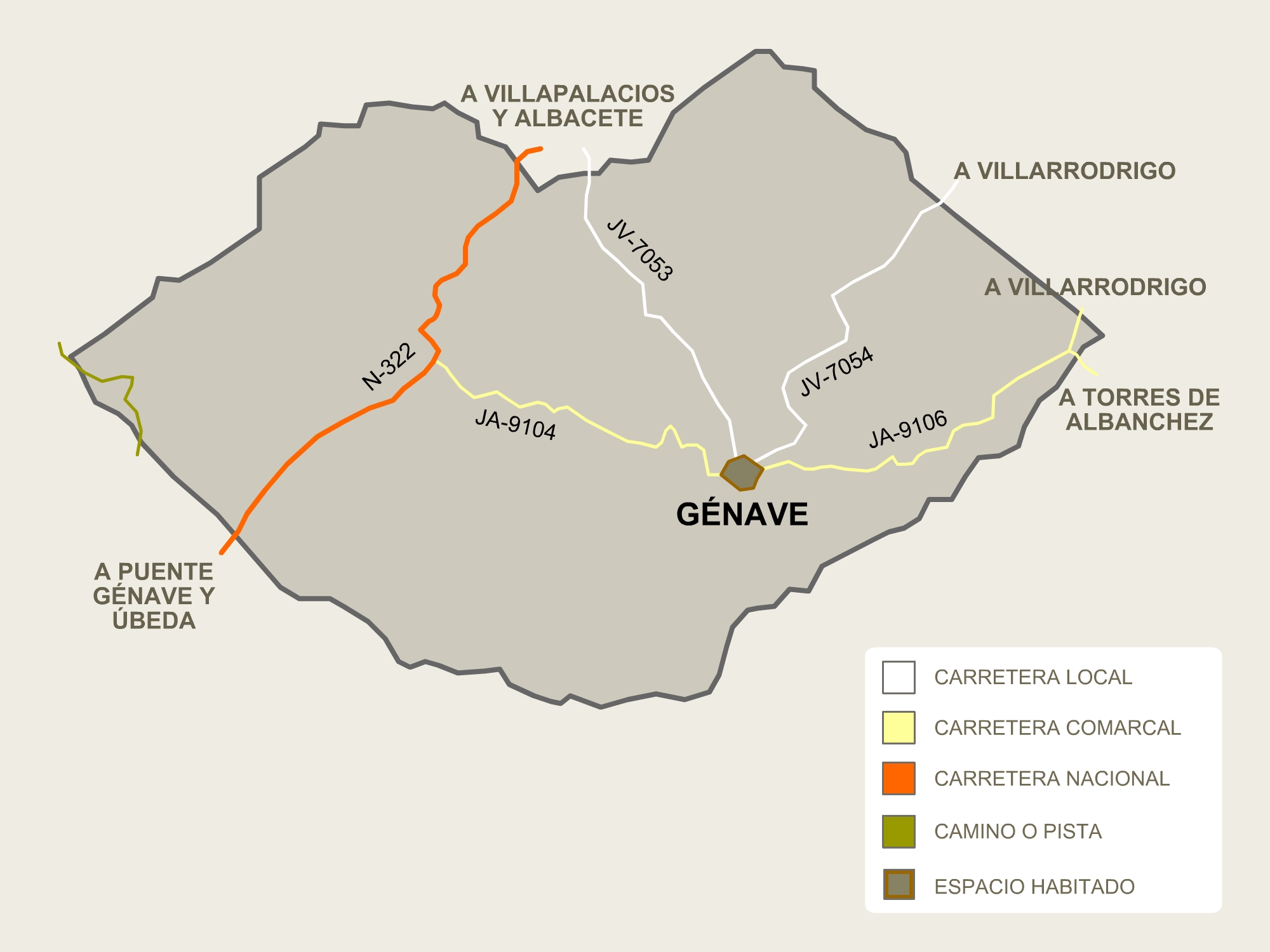 Génave, mapa del término